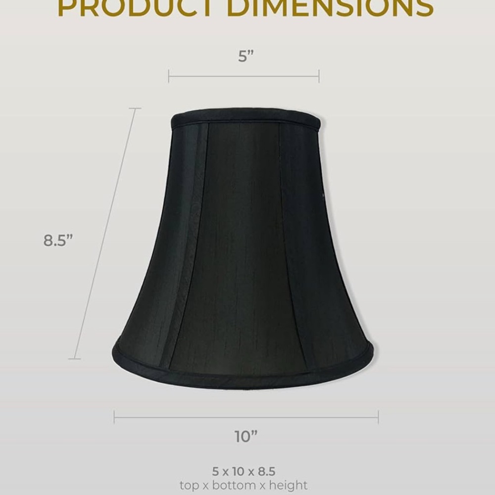 Royal Designs, Inc. True Bell Basic Lamp Shade, Black, 5" x 10"x8.5 BS-704-10BLK - Picture 2 of 7